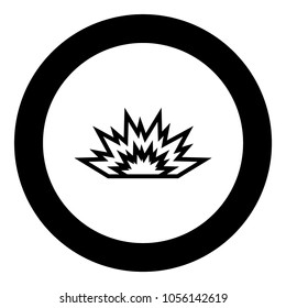 Explosion black icon in circle