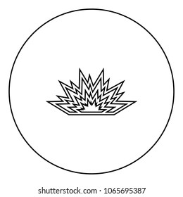 Explosion black icon in circle
