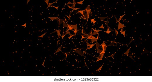 Explosion of black shards. Destruction construction to triangles. Volume flow eclectic data stream. Cloud of chaos. Vector colorful illustration for print or web design.