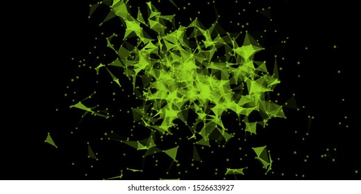 Explosion of black shards. Destruction construction to triangles. Volume flow eclectic data stream. Cloud of chaos. Vector colorful illustration for print or web design.