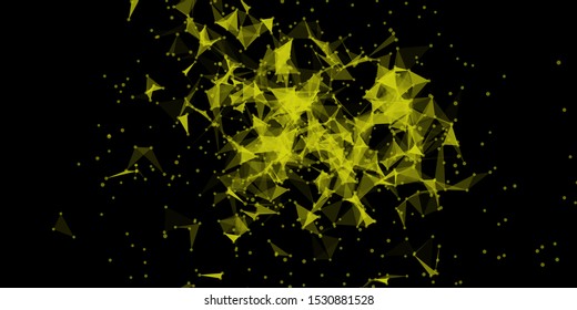 Explosion of black shards. Destruction construction to triangles. Volume flow eclectic data stream. Cloud of chaos. Vector colorful illustration for print or web design.