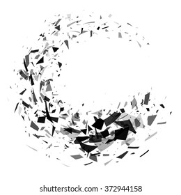 Explosion Of Black Shards Ring. Shatter Vector Design Element