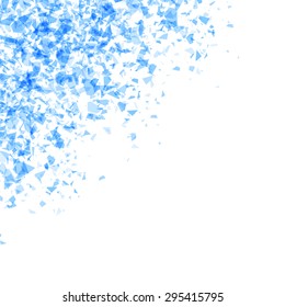 explosión de piezas azules esquina sobre fondo blanco. vectorial