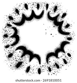 Explosion bomb comic surprise speech balloon expression in graffiti style with black spray paint