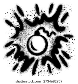 Expresión sorpresa del globo del discurso del cómic de la bomba de la explosión en estilo del graffiti con la pintura negra del espray