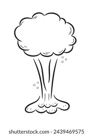Explosion bomb doodle smoke or cloud, bomb element. Comic wow, boom, bam smoke sketch elements