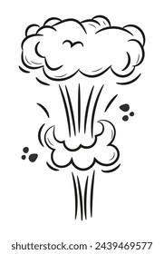 Explosionsbombe Doodle Rauch oder Wolke, Bombenelement. Comic wow, boom, bam Rauch Sketch Elemente
