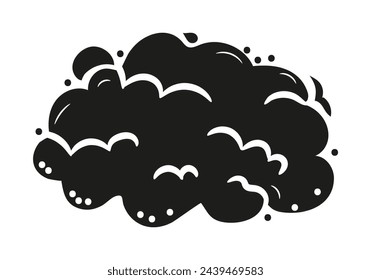 Explosion bomb doodle smoke or cloud, bomb element. Comic wow, boom, bam smoke sketch elements