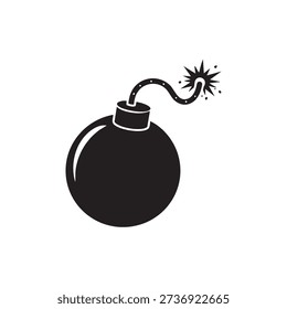Explosion bomb icon vector illustration representing danger, action, and explosive concept. Simple and bold bomb design suitable for gaming, cartoons, hazard warnings, action illustrations, entertainment projects, websites, mobile apps, posters, and print materials. Minimal and versatile vector style ideal for digital and print use.