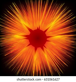 Explosion Bomb on Dark Background Vector Illustration