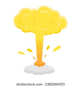Explosion from a bomb on a white isolated background, vector illustration, cartoon-style explosion, flat, 10 eps, nuclear explosion with splashes
