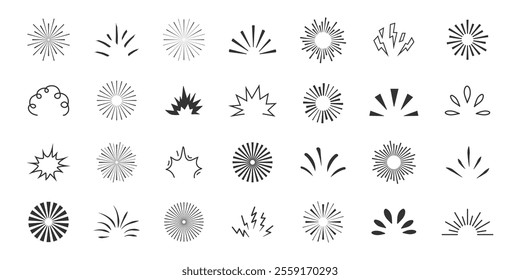 Explosion boom splash icons. Hand drawn explosion burst. Vector illustration.