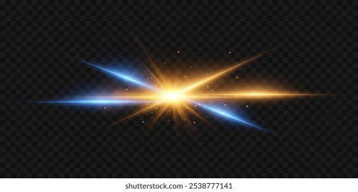 An explosion of bright star and energy. Light effect of flash and shine. Vector EPS10