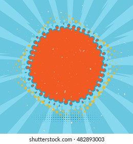 Explosion bubble. Abstract comics pop art style template, dots rays background. Vector illustration