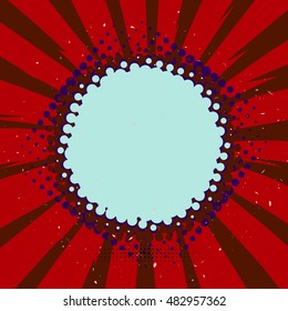 Explosion bubble. Abstract comics pop art style template, dots rays background. Vector illustration