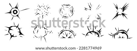 Explosion burst dust, power bombs explode effect. Isolated symbols graphic vector set. Radial explosion silhouette. Exploding bursts, round explosions cloud and exploded bomb effect black silhouettes.