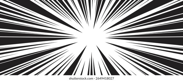 Explosão Burst Radial Luz Feixe Esmagamento Vidro. Consultado em 15 de dezembro de 2015 "Speed Circle Spread Explode Effect for Anime Manga Comic Background" . Ilustração de vetor