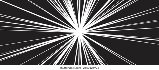 Explosão Burst Radial Luz Feixe Esmagamento Vidro. Consultado em 15 de dezembro de 2015 "Speed Circle Spread Explode Effect for Anime Manga Comic Background" . Ilustração de vetor