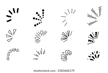 explosion, burst, and surprise ray icon in a hand-drawn continuous line style.