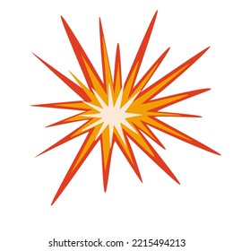 Explosion. Cartoon-Dynamit oder Bombenexplosion, Feuer. Boom Wolken und Rauch Element. Gefährliche Sprengzündung, Atombombenexplosion. Vektorhandzeichnung.