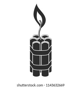 Explosion cartridge of dynamite with burning fuse - bomb