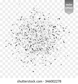 Explosion cloud of black pieces. Confetti. Vector illustration