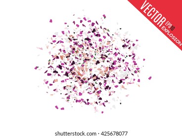 Explosion cloud of black pieces. Confetti. Vector illustration