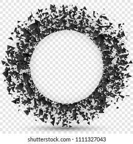 explosion cloud of black pieces on white background. vector illustration Abstract explosion background. Splash screen explosion ready for your design. Vector EPS10. Black blasting banners. Circle