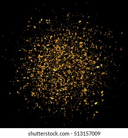 Explosion Cloud Of Gold Pieces. Vector Illustration