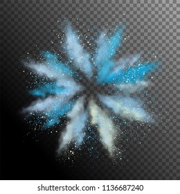 Explosion of colored powder. Abstract motion of multicolored swirling clouds. Vector watercolor design elements