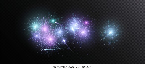 Explosion of colorful fireworks. Holiday vector illustration.