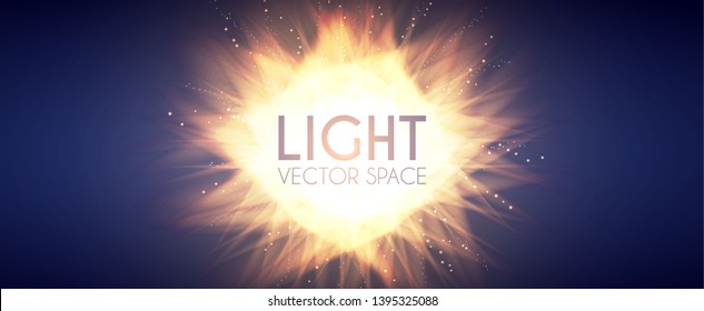 Explosion. Colorful Light and Burning Fire Effect. Sun and Flash. Futuristic Motion Space.