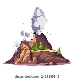 Explosion of colorful set. The magic of a cartoon explosion as it unfolds, leaving behind a whimsical cloud of smoke against a white canvas. Vector illustration.