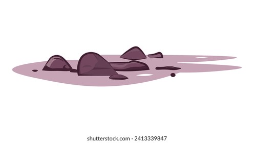 Explosion of colorful set. Pieces of volcanic lava after an explosion in this cartoon design demonstrate the power and strength of nature. Vector illustration.