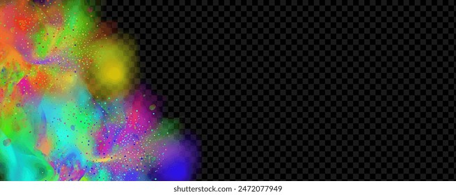 An explosion of colorful smoke clouds.Multicolor fog with blue and yellow particles.Explosions of color powder.