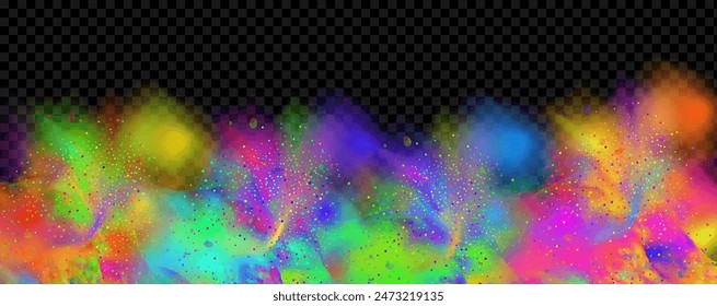 An explosion of colorful smoke clouds.Multicolor fog with blue and yellow particles.Explosions of color powder.