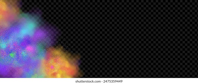 An explosion of colorful smoke clouds.Multicolor fog with blue and yellow particles.Explosions of color powder.
