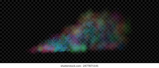 An explosion of colorful smoke clouds.Multicolor fog with blue and yellow particles.Explosions of color powder.