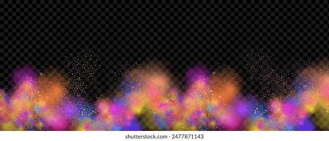 An explosion of colorful smoke clouds.Multicolor fog with blue and yellow particles.Explosions of color powder.
