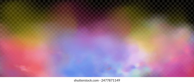 An explosion of colorful smoke clouds.Multicolor fog with blue and yellow particles.Explosions of color powder.