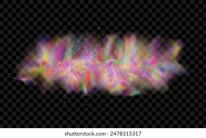 An explosion of colorful smoke clouds.Multicolor fog with blue and yellow particles.Explosions of color powder.