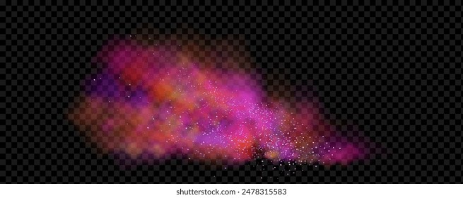 An explosion of colorful smoke clouds.Multicolor fog with blue and yellow particles.Explosions of color powder.