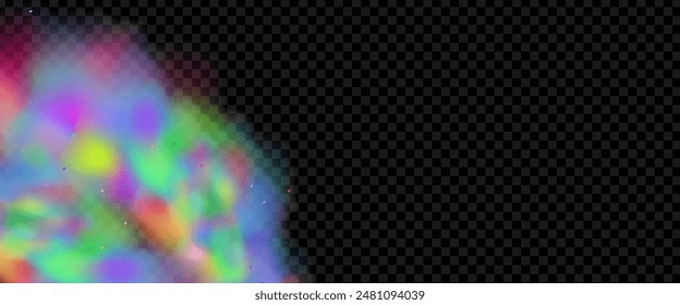 An explosion of colorful smoke clouds.Multicolor fog with blue and yellow particles.Explosions of color powder.
