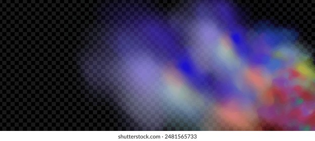 An explosion of colorful smoke clouds.Multicolor fog with blue and yellow particles.Explosions of color powder.