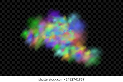 An explosion of colorful smoke clouds.Multicolor fog with blue and yellow particles.Explosions of color powder.