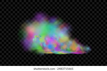 An explosion of colorful smoke clouds.Multicolor fog with blue and yellow particles.Explosions of color powder.