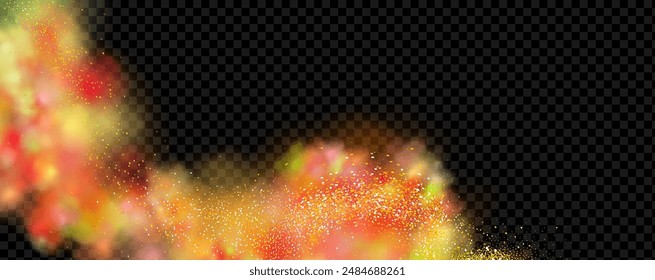 An explosion of colorful smoke clouds.Multicolor fog with blue and yellow particles.Explosions of color powder.