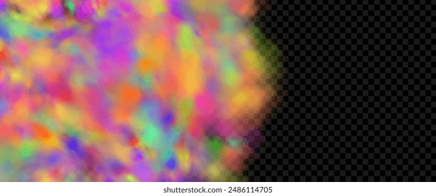 An explosion of colorful smoke clouds.Multicolor fog with blue and yellow particles.Explosions of color powder.