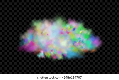 An explosion of colorful smoke clouds.Multicolor fog with blue and yellow particles.Explosions of color powder.