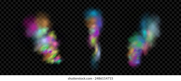 An explosion of colorful smoke clouds.Multicolor fog with blue and yellow particles.Explosions of color powder.